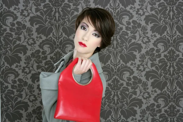 El çantası kırmızı retro kadın vintage moda — Stok fotoğraf
