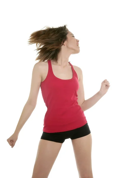 Taniec młodej kobiety z krótkim seksowny spodnie — Zdjęcie stockowe