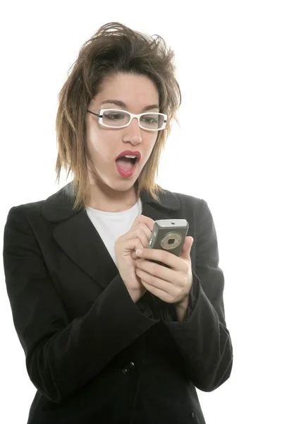 Kobieta z komputera przenośnego blackberry — Zdjęcie stockowe