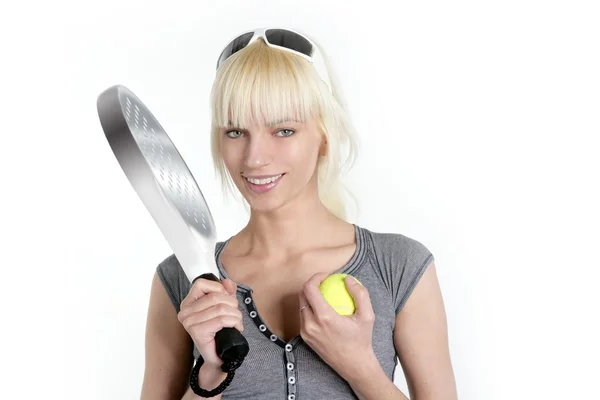 Paddle tennis sport blonde young beautiful girl — Stock Photo, Image