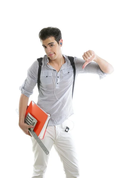 Caucasian student worried with negative gesture — Stock Photo, Image
