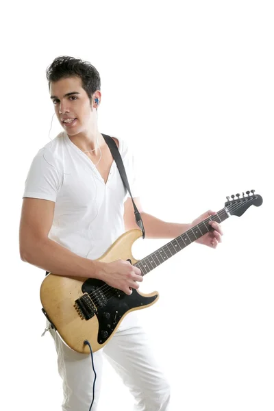 Musicien jeune homme jouant de la guitare électrique — Photo
