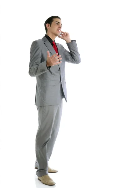 Businessman young full body talking phone — Stock Photo, Image