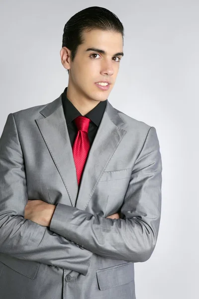 Businessman portrait on gray background — Stock Photo, Image