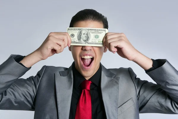 Businessman with dollar notes suit and tie — Stock Photo, Image