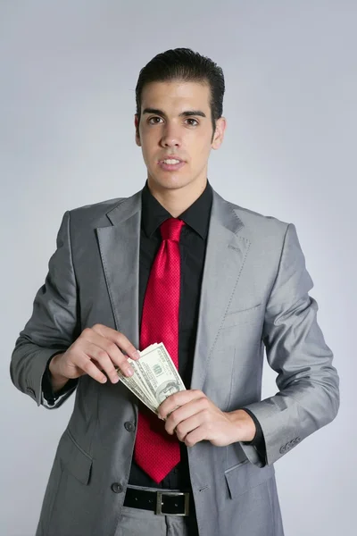 Işadamı Doları notlar takım elbise ve kravat — Stok fotoğraf