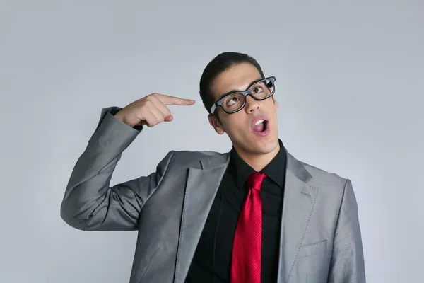 Affärsman crazy med roliga glasögon och kostym — Stockfoto