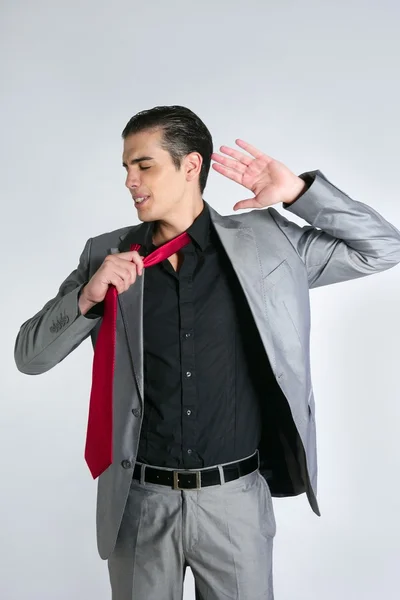 A nyakkendő felszállás üzletember break Befejezés munka — Stock Fotó