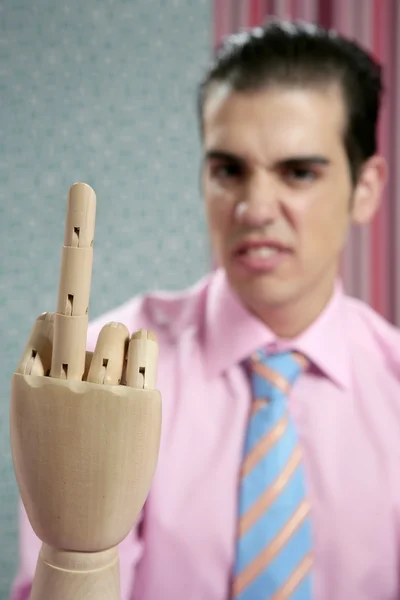 Empresário mão com sinal obsceno — Fotografia de Stock