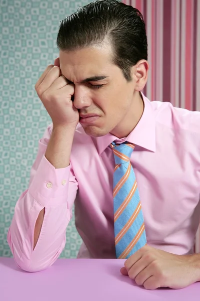 Affärsman orolig huvudvärk stressad och ledsen — Stockfoto