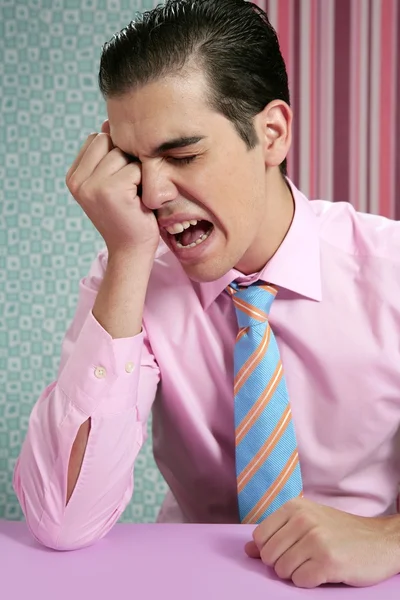 Uomo d'affari preoccupato mal di testa stressato e triste — Foto Stock