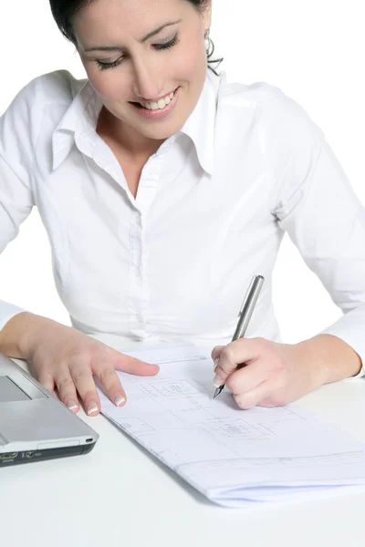 Agreement sign woman signing document — Stockfoto