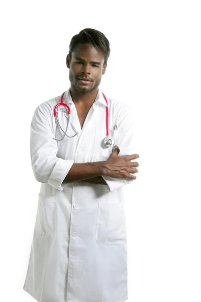 Afro-Amerikan stetoskop izole doktor — Stok fotoğraf