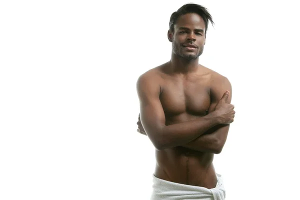 Afroamericano nudo busto nero sexy uomo — Foto Stock