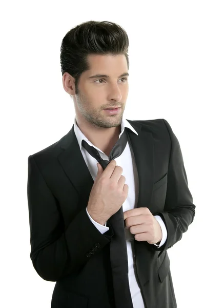 Schöner junger Mann Anzug lässige Krawatte Anzug — Stockfoto
