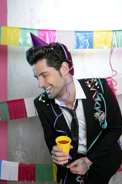 Stock image Happy party young man drinking enjoying alone