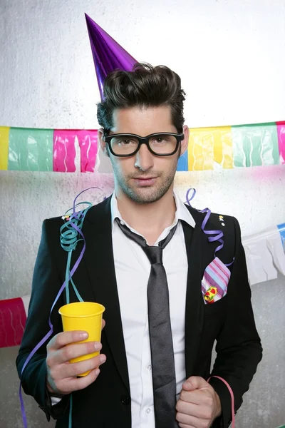 stock image Holiday party young man funny glasses