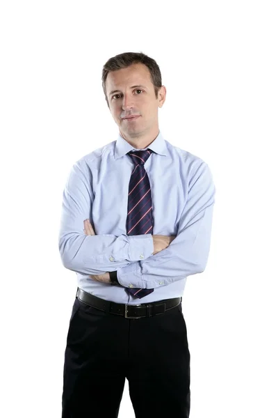 Uomo d'affari di media età cravatta braccia incrociate — Foto Stock