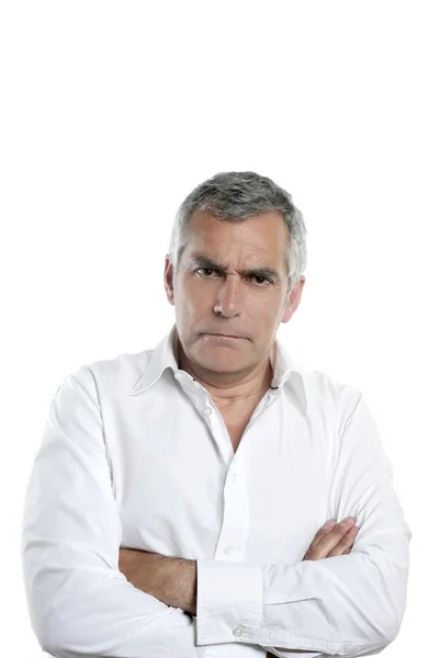 Angry businessman senior gray hair serious man — Stock Photo, Image