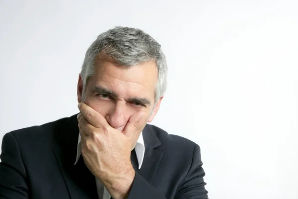 Gray hair sad worried senior businessman expertise — Stock Photo, Image