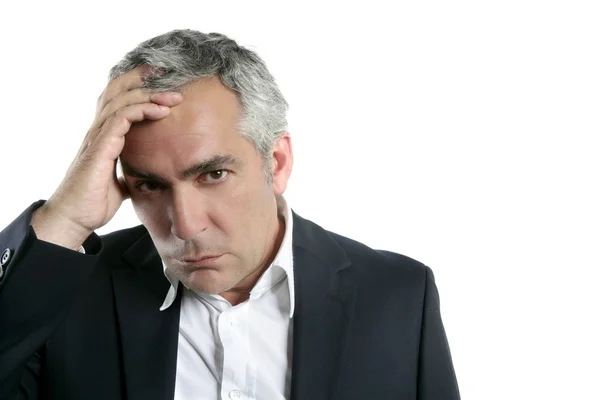 Graue Haare traurig besorgt Senior Business Expertise — Stockfoto