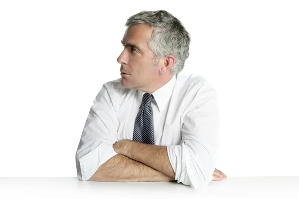 Affärsman ledande profil avslappnad sitta porträtt — Stockfoto