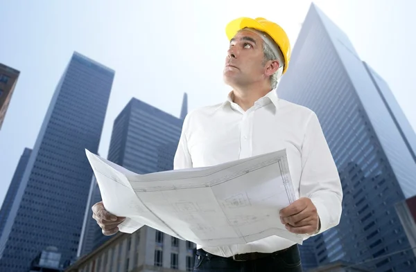 Especialização architect engineer plan looking building — Fotografia de Stock