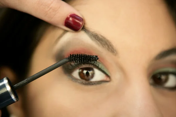 Beautifull indian woman eye make up macro — Stock Photo, Image