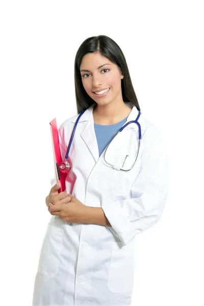 Berautiful brunetka indian młody lekarz szczęśliwy kobieta — Zdjęcie stockowe