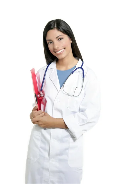 Ber=morena indiana jovem feliz médico mulher — Fotografia de Stock