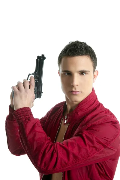 Handsome private agent portrait with gun — Stock Photo, Image