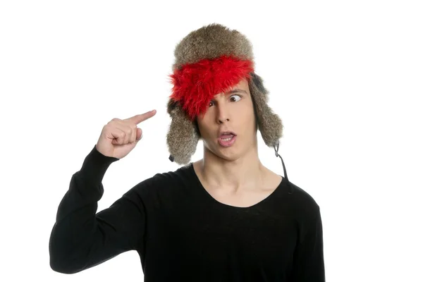 Crazy kış çocuk, kar şapkası, grunge modern bir görünüm — Stok fotoğraf
