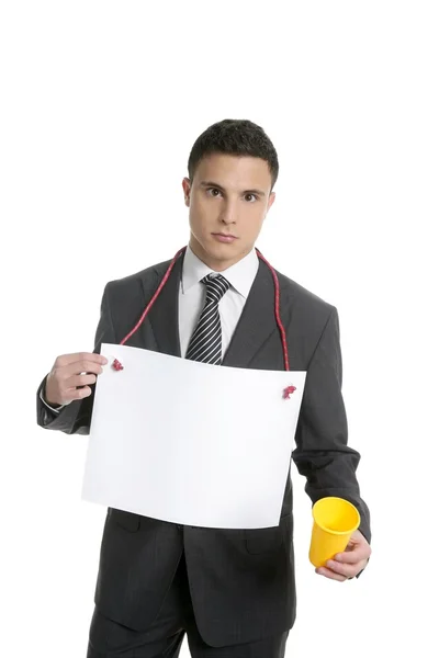 Businessman lost job asking for work, copy space — Stock Photo, Image