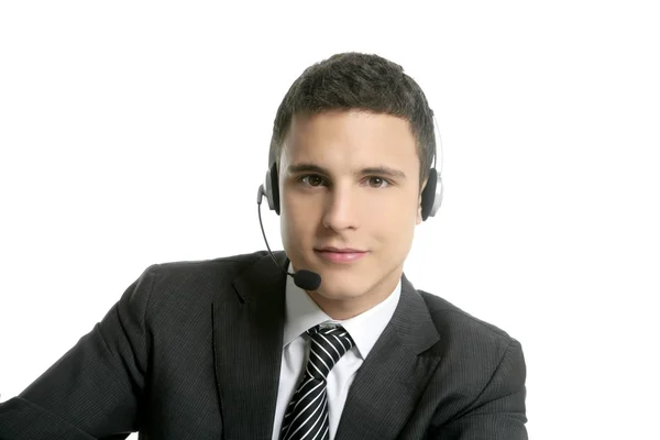 Hombre de negocios joven con retrato de auriculares — Foto de Stock