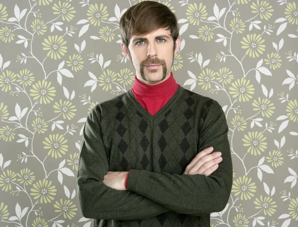 Mustache retro vendedor geek retrato — Fotografia de Stock