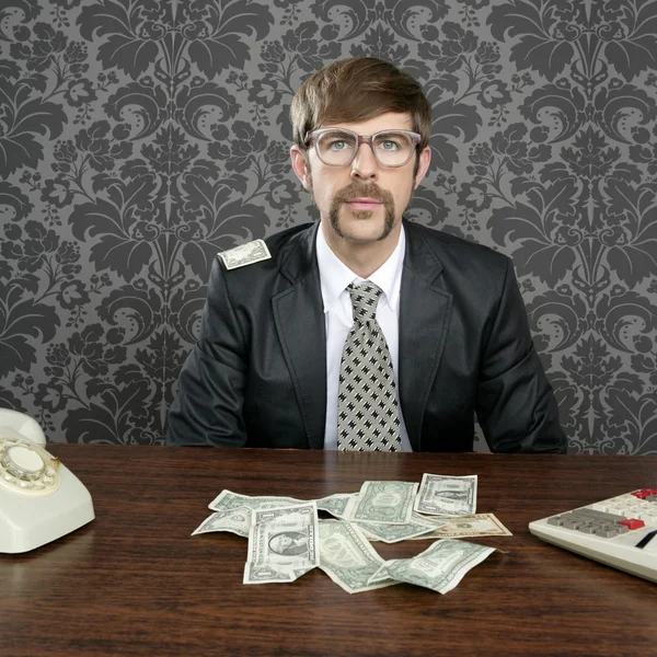 Businessman nerd comptable dollar notes — Photo