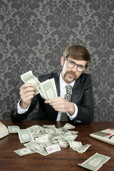 Businessman nerd accountant dollar notes — Stock Photo, Image