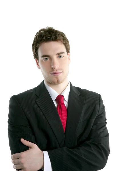 Üzletember fiatal csinos portré nyakkendő öltöny — Stock Fotó