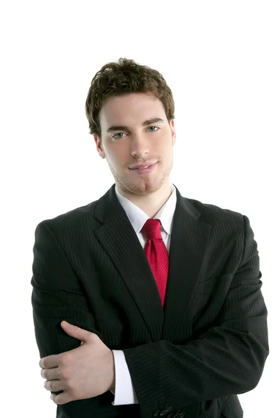 Businessman young handsome portrait tie suit — Stock Photo, Image