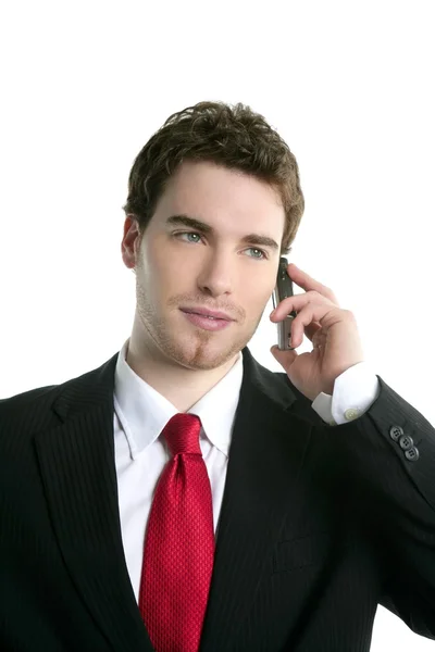 Joven traje de hombre de negocios guapo hablando por teléfono — Foto de Stock