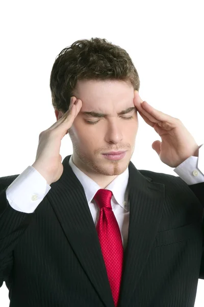 Mal di testa stress uomo d'affari mani sulla testa — Foto Stock