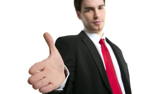 Biznesmen uzgadniania otwartej dłoni pozytywne — Zdjęcie stockowe