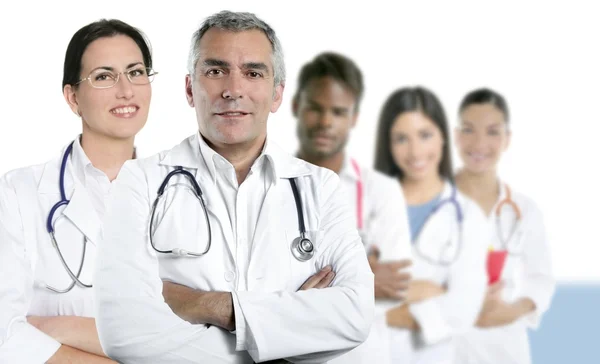 Expertise doctor multiracial nurse team row — Stock Photo, Image