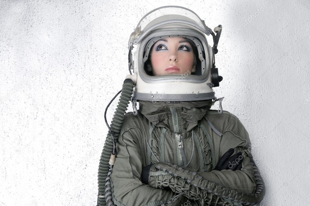Aircraft astronaut spaceship helmet woman fashion