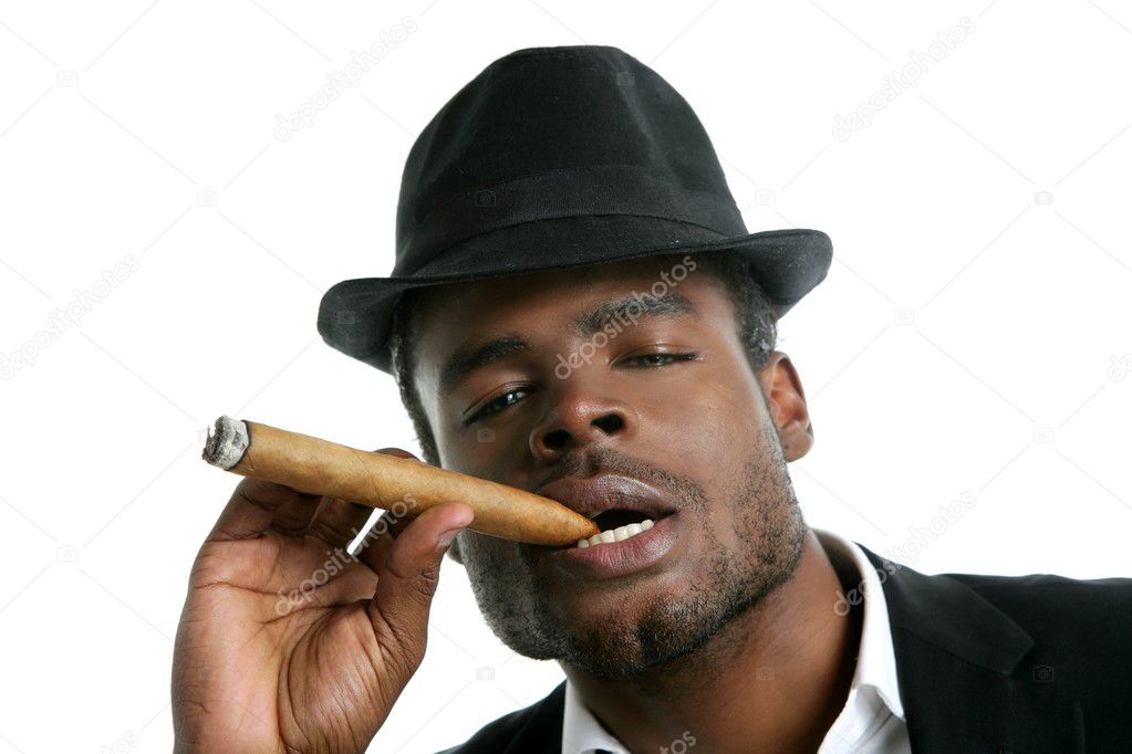 African american man smoking cigar portrait