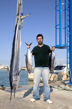 Angler fish catch albacore tuna and spearfish clipart