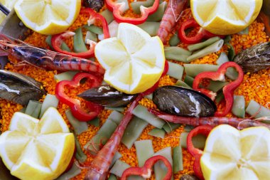 Mediterranean delicious paella seafood clipart