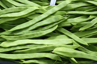 Green beans vegetable texture in Spain market clipart