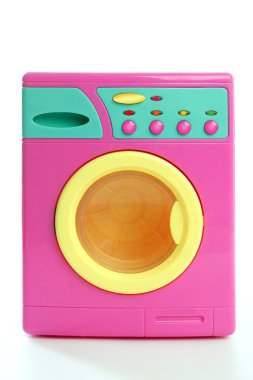 Colorful pink yellow clothes toy washing machine clipart