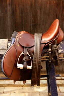 Horse riders complements, rigs, mounts, leather over wood clipart